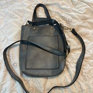 Gray Leather Crossbody Bag